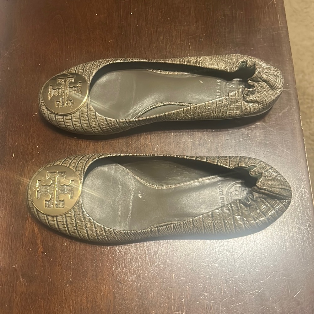 tory Burch flats, worn 1x, still smells like leather.